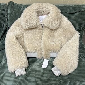 Mango Cream Faux Shearling Cropped Puffer Jacket - Kids